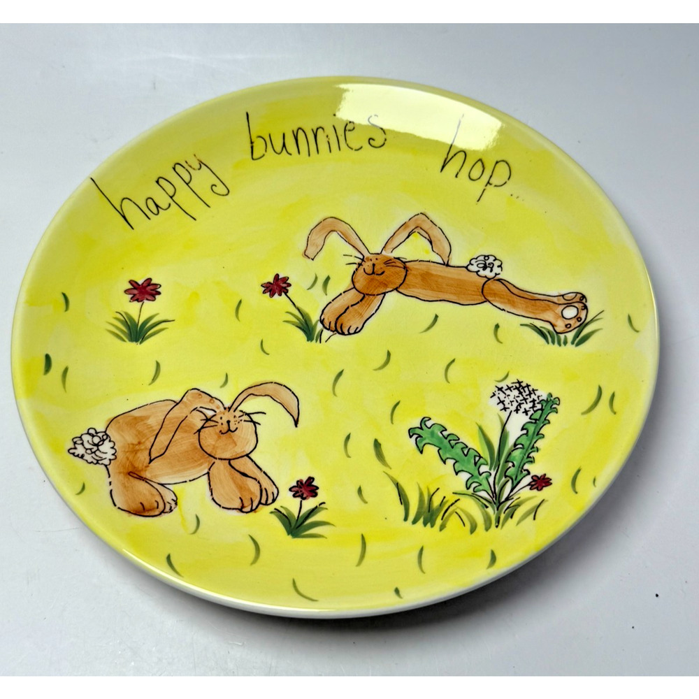Vintage Happy Bunnies Hop Child's China Plate Mug Bowl Set Whittard of Chelsea - Picture 4 of 7